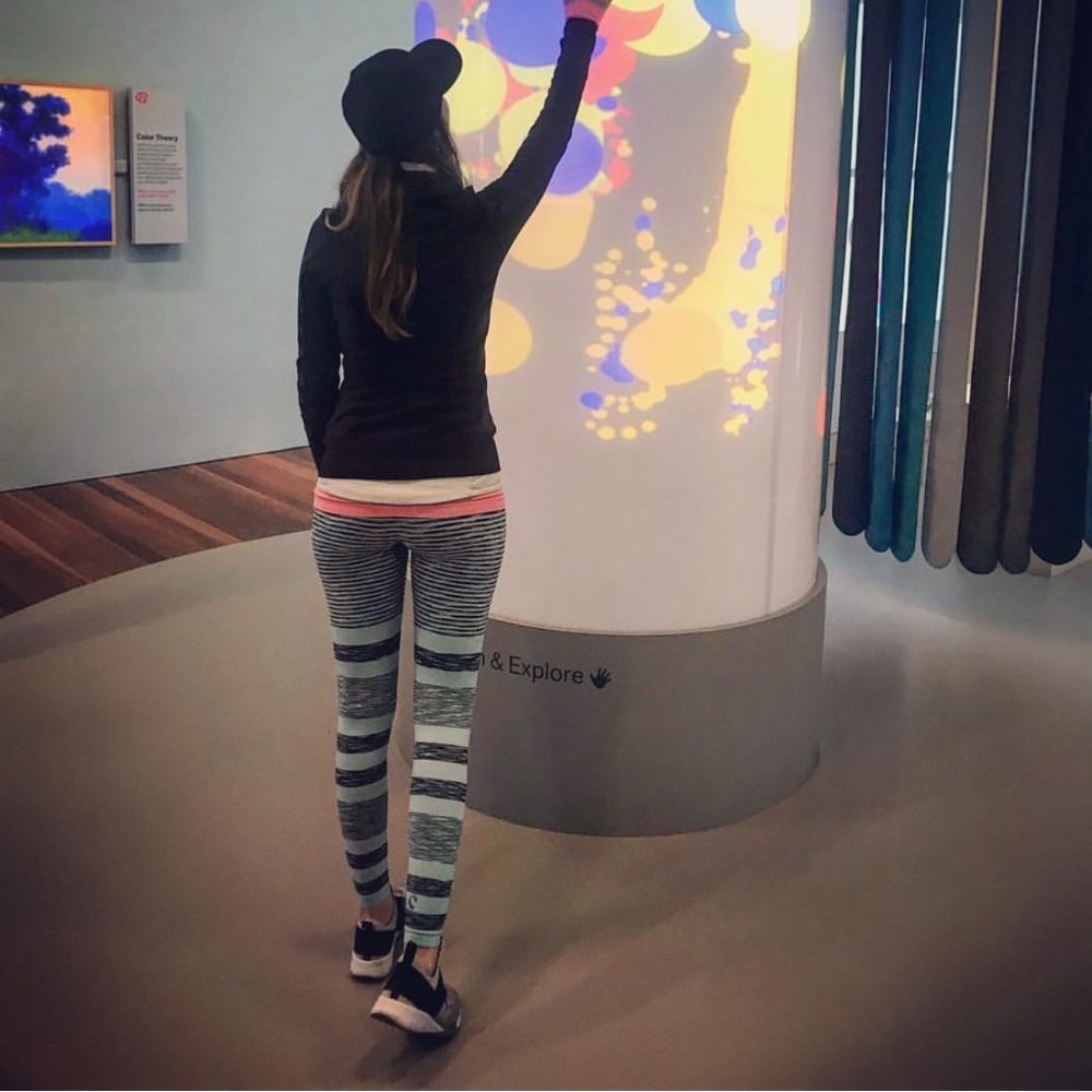 Climawear Muse Mint & Gray Striped Yoga Leggings Small